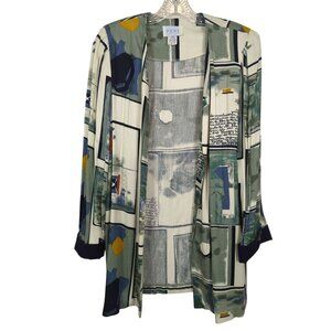 Vintage PERI Petites long sleeve open concept art abstract jacket size 12 petite